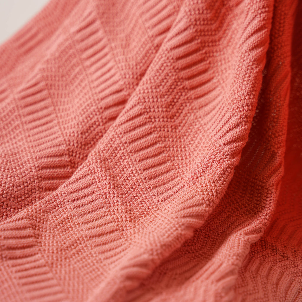 Peach Ribbed Knitted Throw Nestasia