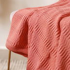 Peach Ribbed Knitted Throw Nestasia