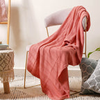 Peach Ribbed Knitted Throw Nestasia