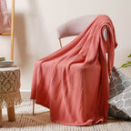 Peach Ribbed Knitted Throw Nestasia