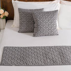 Velvet Cushion Cover & Bed Runner Set Of 3 Grey Nestasia