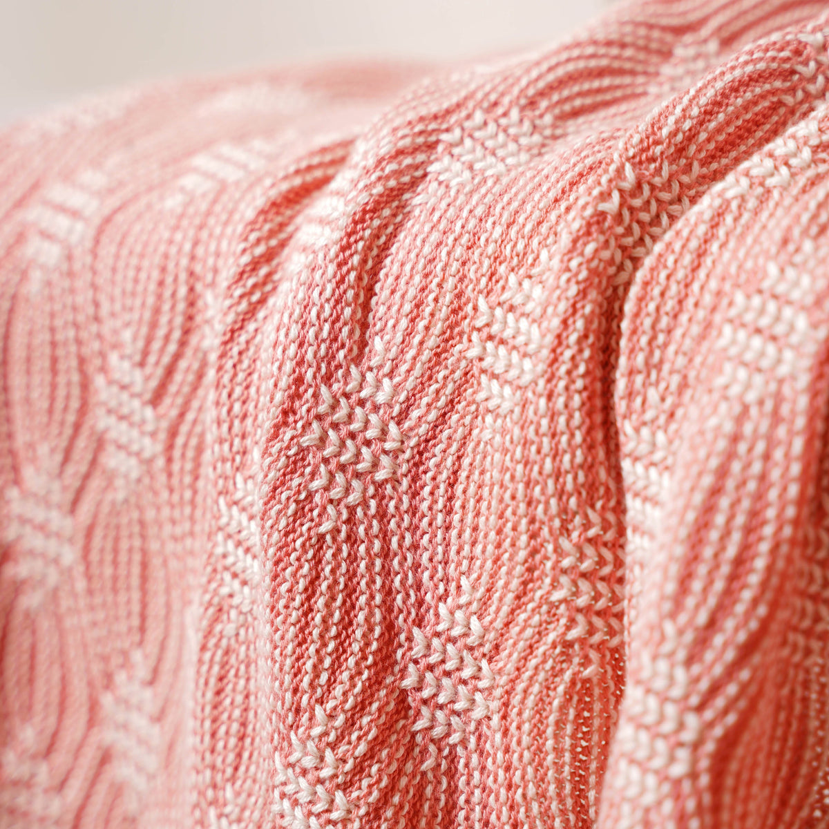 Peach and Off White Textured Throw Nestasia