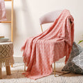 Peach and Off White Textured Throw Nestasia
