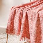 Peach and Off White Textured Throw Nestasia