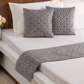 Velvet Cushion Cover & Bed Runner Set Of 3 Grey Nestasia