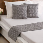 Velvet Cushion Cover & Bed Runner Set Of 3 Grey Nestasia