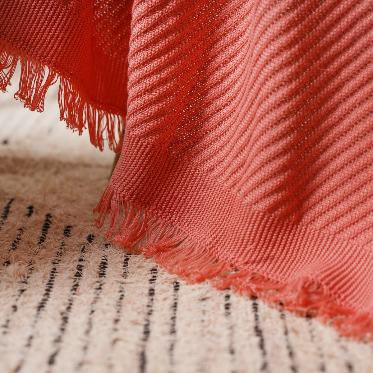 Striped Salmon Pink Throw Nestasia