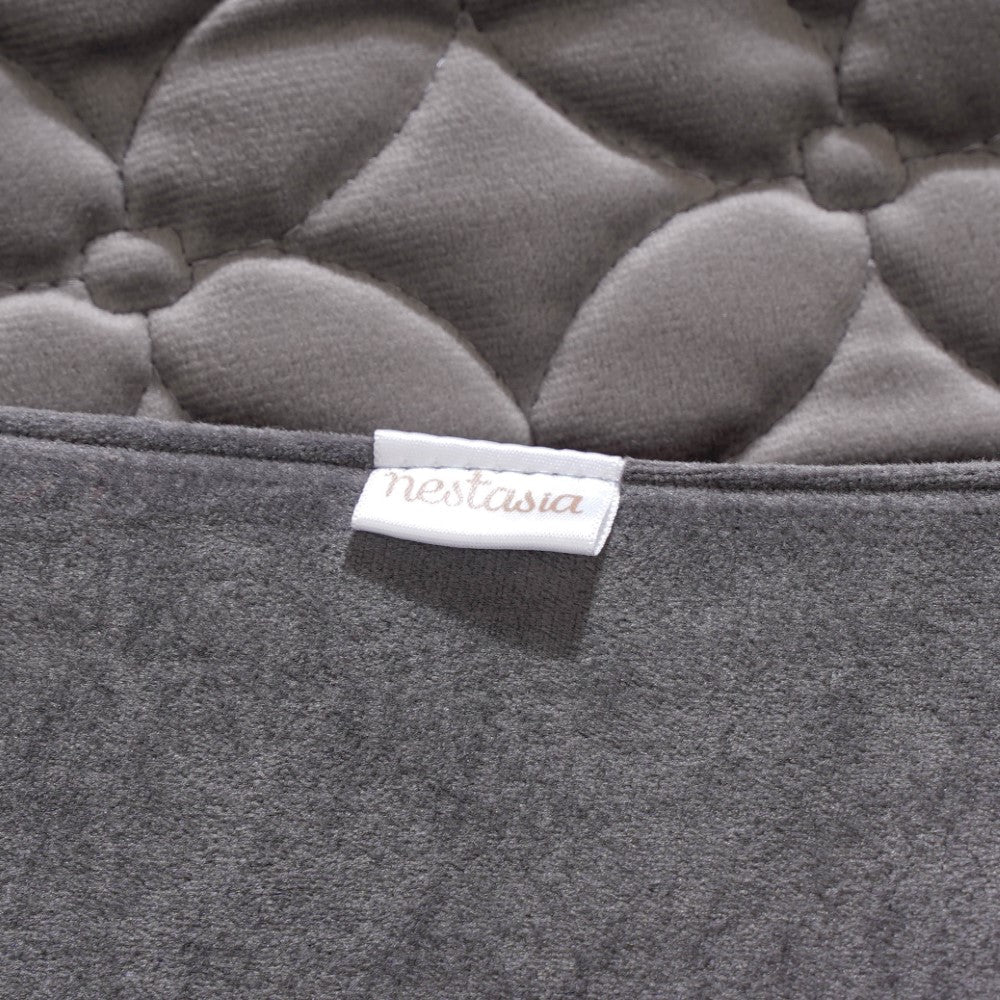 Velvet Cushion Cover & Bed Runner Set Of 3 Grey Nestasia