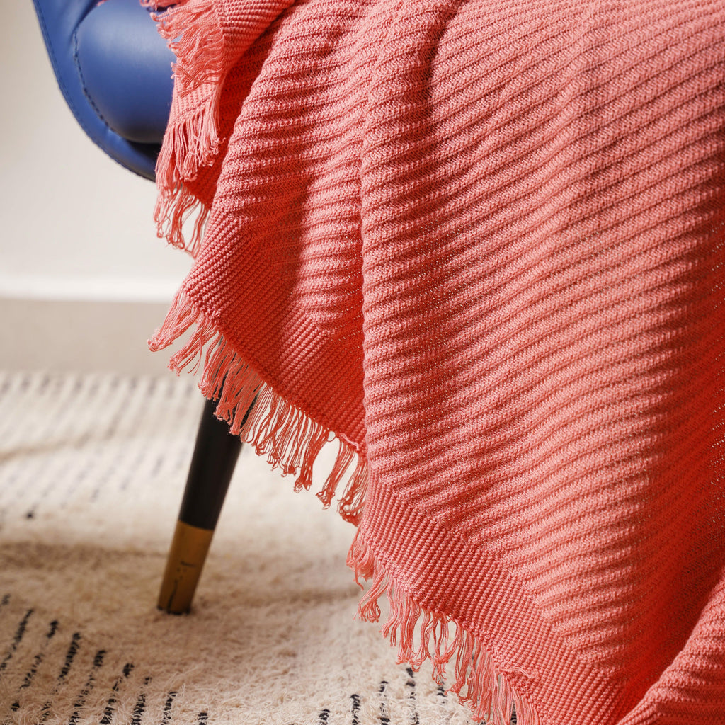 Striped Salmon Pink Throw Nestasia