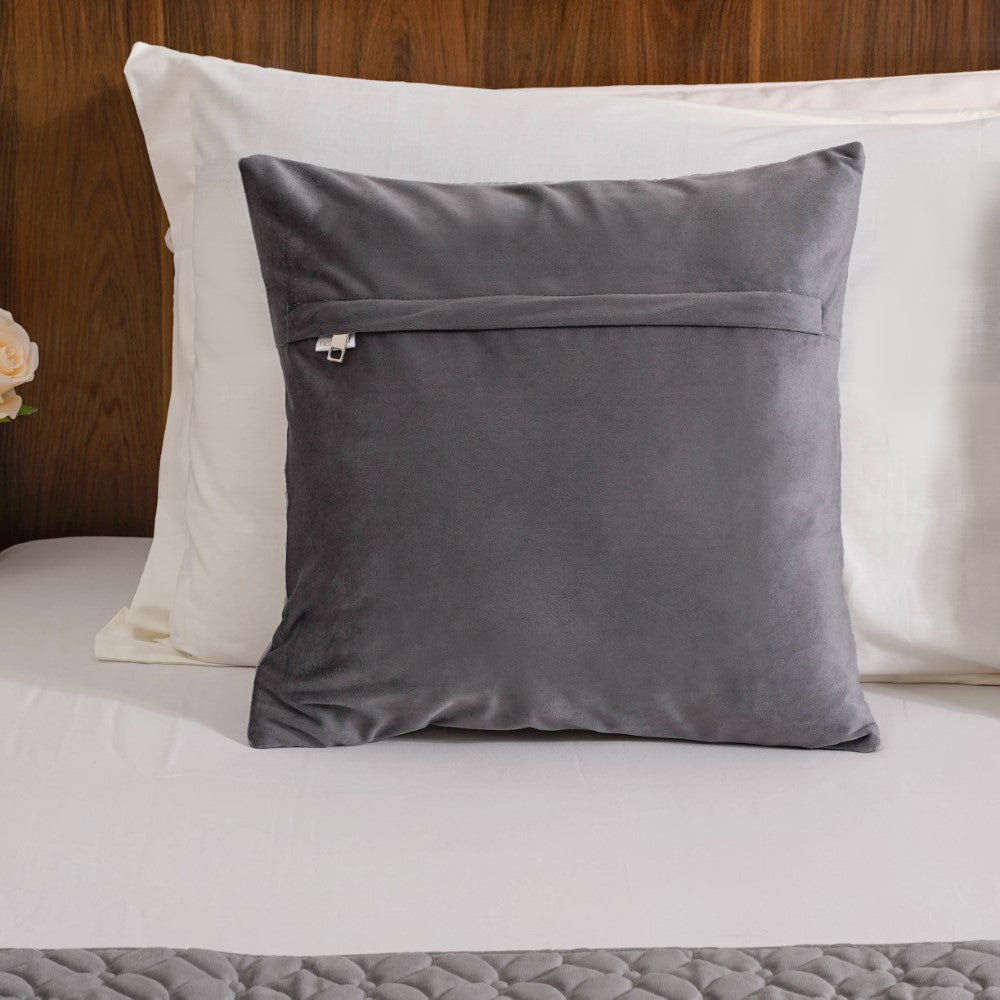 Velvet Cushion Cover & Bed Runner Set Of 3 Grey Nestasia