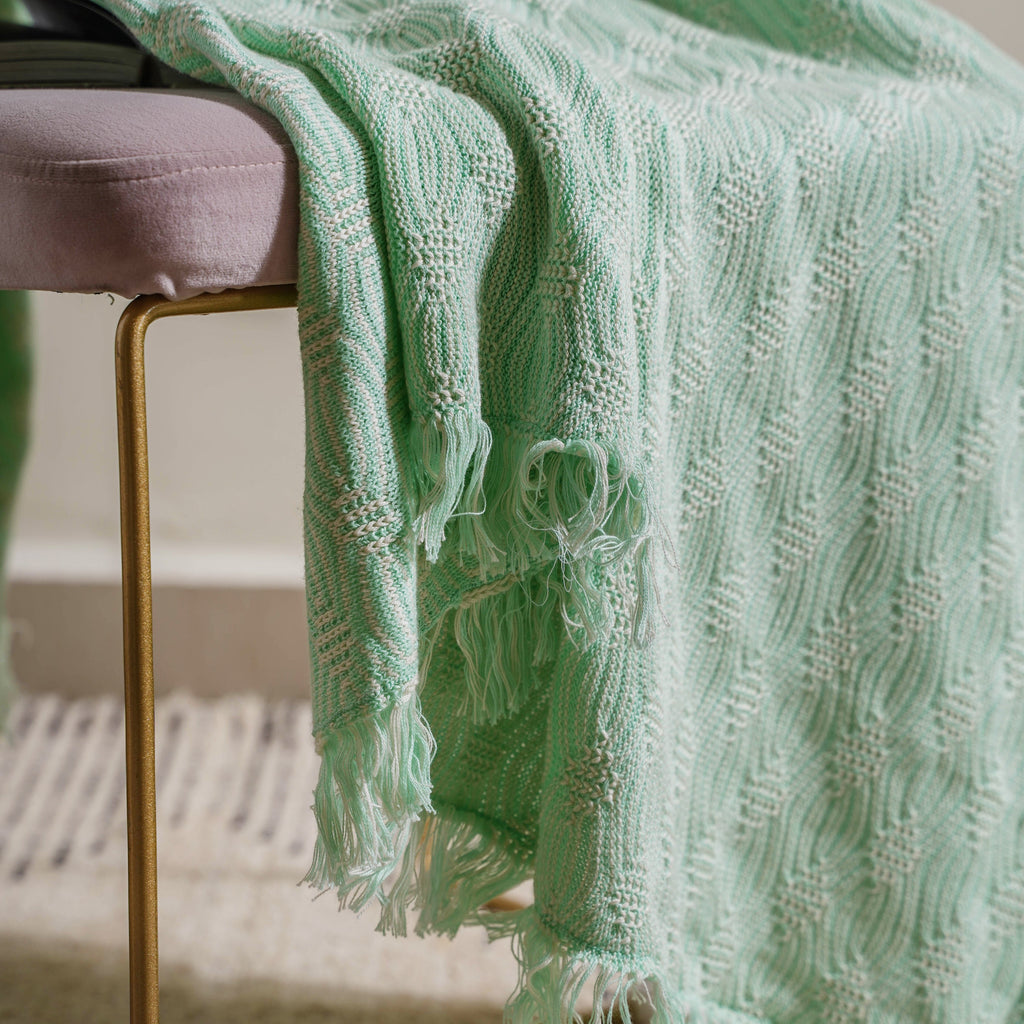 Mint And White Textured Throw Nestasia