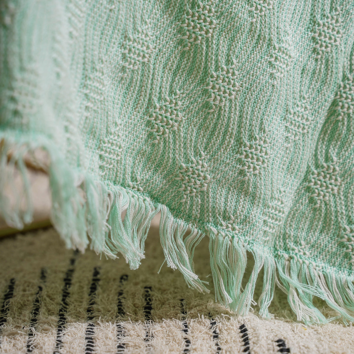 Mint And White Textured Throw Nestasia