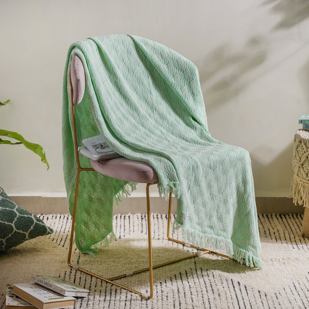 Mint And White Textured Throw Nestasia
