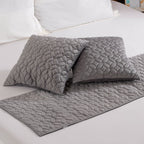 Velvet Cushion Cover & Bed Runner Set Of 3 Grey Nestasia