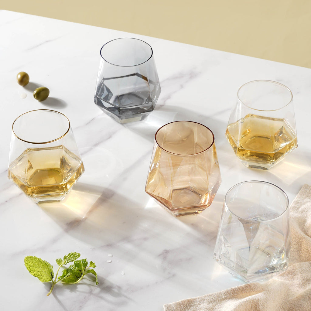 Hexagon Tumbler Glass Set of 2 Nestasia