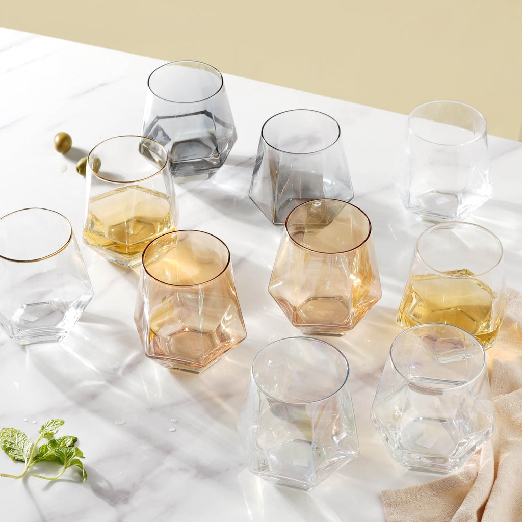 Hexagon Tumbler Glass Set of 2 Nestasia