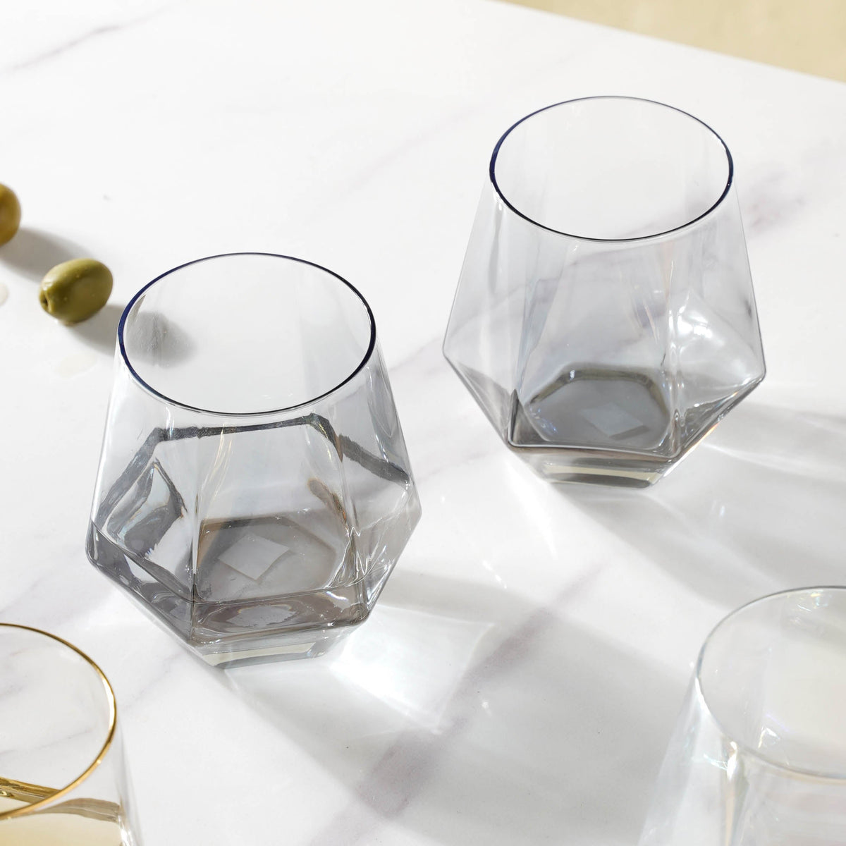 Hexagon Tumbler Glass Set of 2 Nestasia