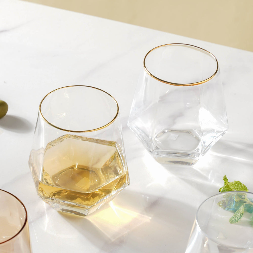 Hexagon Tumbler Glass Set of 2 Nestasia