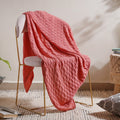Salmon Pink Scallop Knitted Throw Nestasia