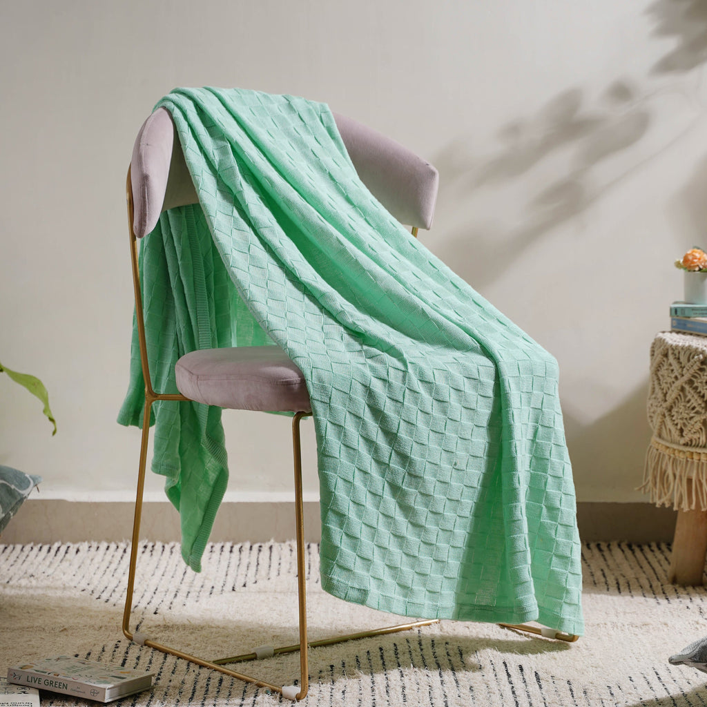 Mint Ribbed Knitted Throw Nestasia