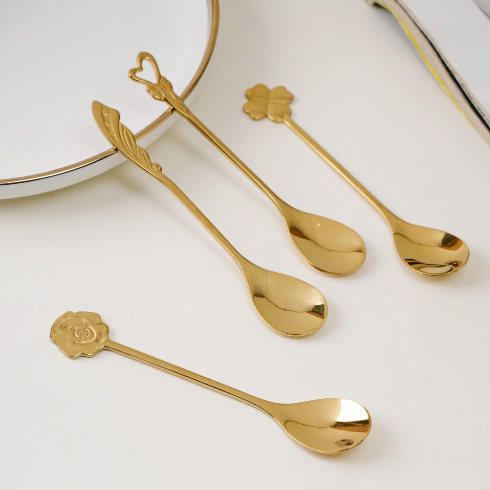 Luxe Stainless Steel Teaspoon Set Of 4 Golden Nestasia