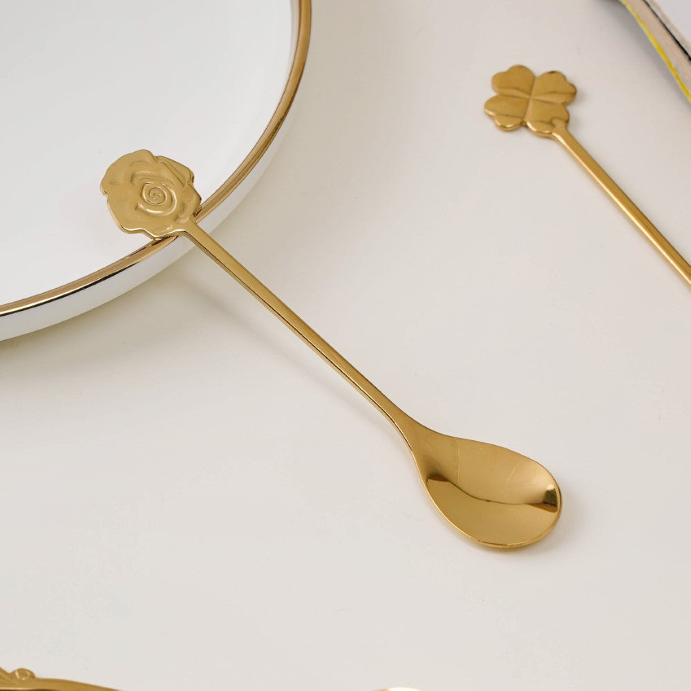 Luxe Stainless Steel Teaspoon Set Of 4 Golden Nestasia