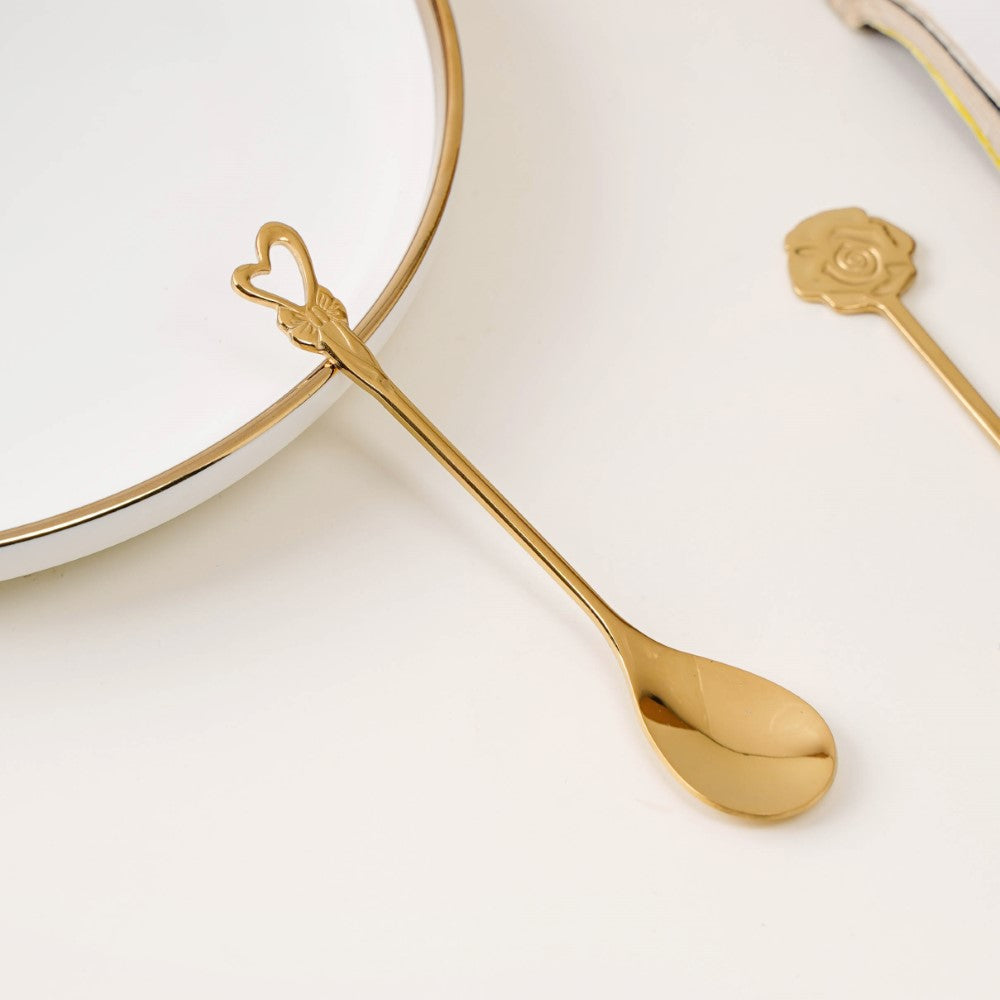 Luxe Stainless Steel Teaspoon Set Of 4 Golden Nestasia