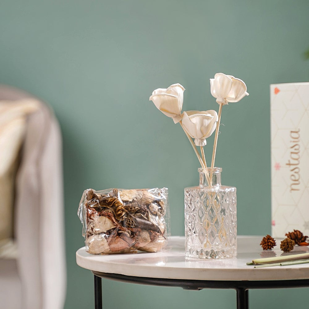 Lemongrass Shola Flowers Reed Diffuser Gift Set Of 3 Nestasia