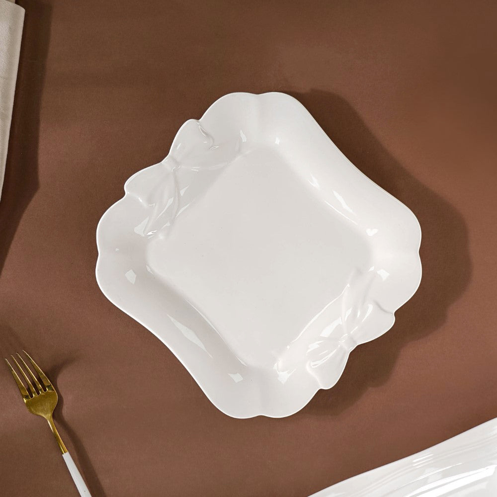 Riona Ceramic Vintage Platter White 9 Inch Nestasia