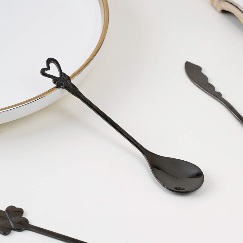 Luxe Stainless Steel Teaspoon Set Of 4 Black Nestasia