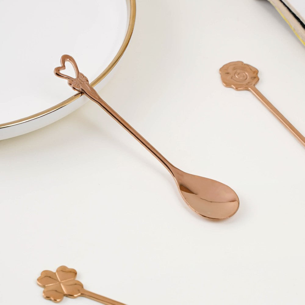 Luxe Stainless Steel Teaspoon Set Of 4 Rose Gold Nestasia