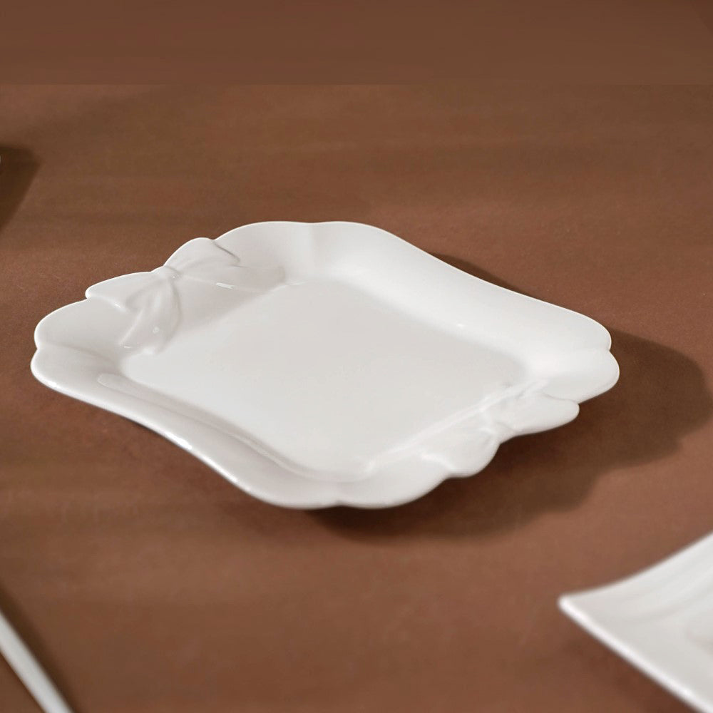 Riona Ceramic Vintage Platter White 9 Inch Nestasia