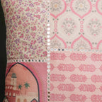 Valencia Velvet Cushion Cover With Mirrorwork Pink 16 x 16 Inch Nestasia