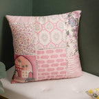 Valencia Velvet Cushion Cover With Mirrorwork Pink 16 x 16 Inch Nestasia