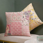 Valencia Velvet Cushion Cover With Mirrorwork Pink 16 x 16 Inch Nestasia