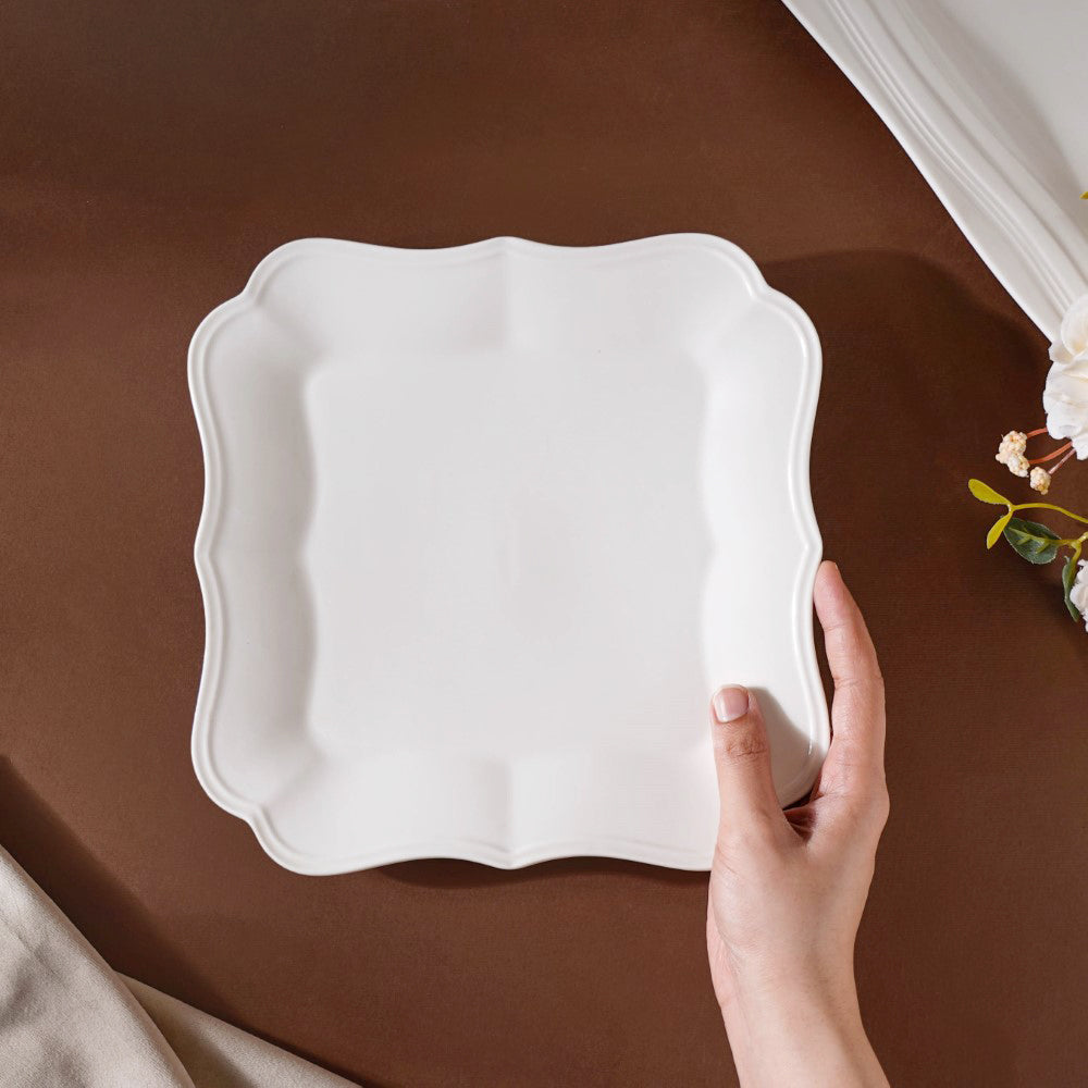 Riona Ceramic Vintage Platter White 8 Inch Nestasia
