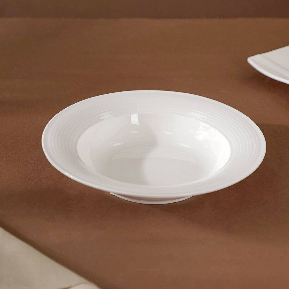 Riona Ceramic Pasta Plate White 8 Inch Nestasia