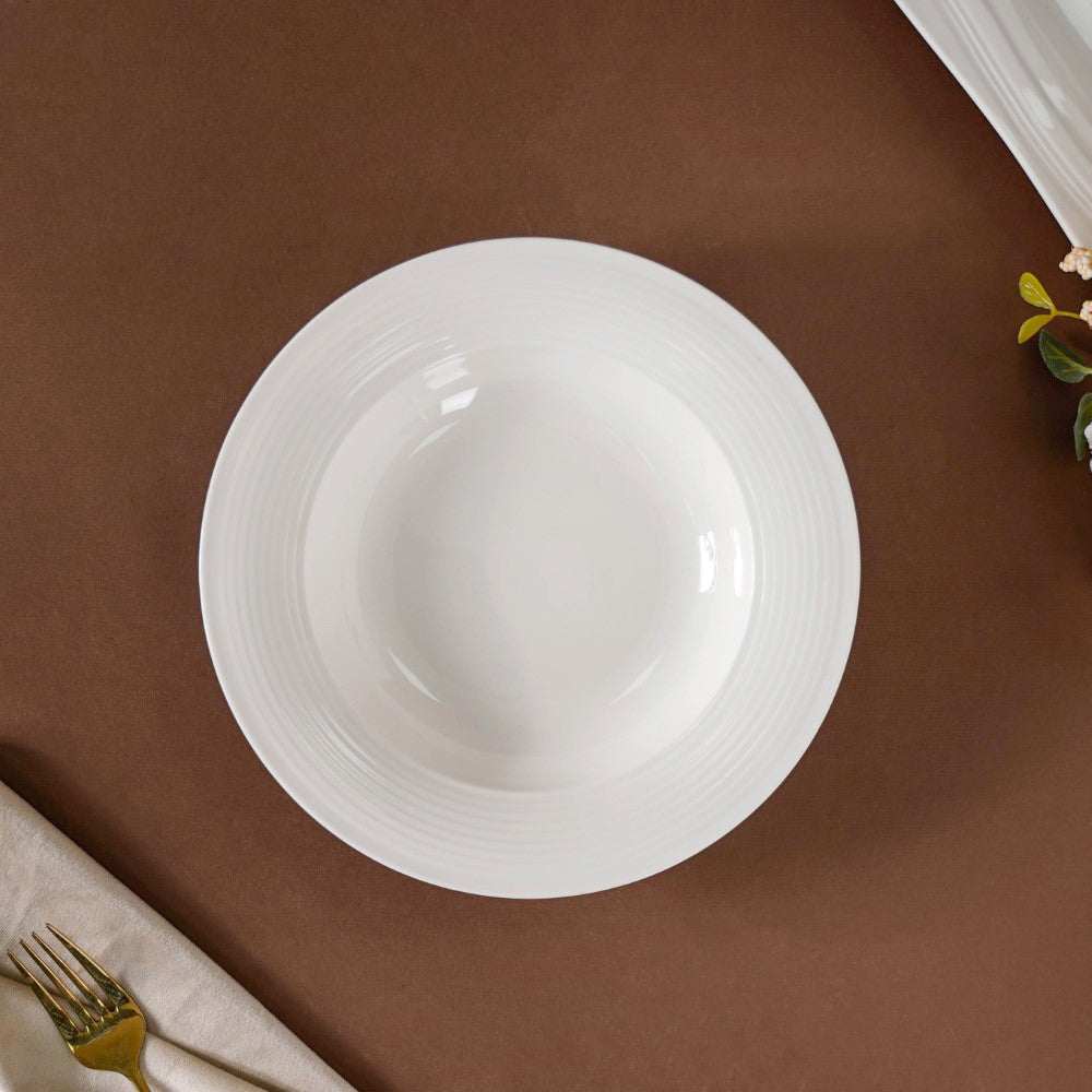 Riona Ceramic Pasta Plate White 8 Inch Nestasia