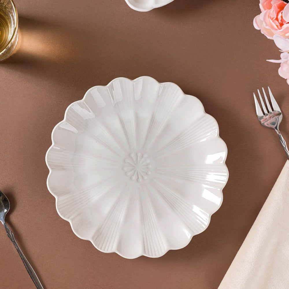 Ocean Ceramic Plate For Snacks 8 Inch White Nestasia