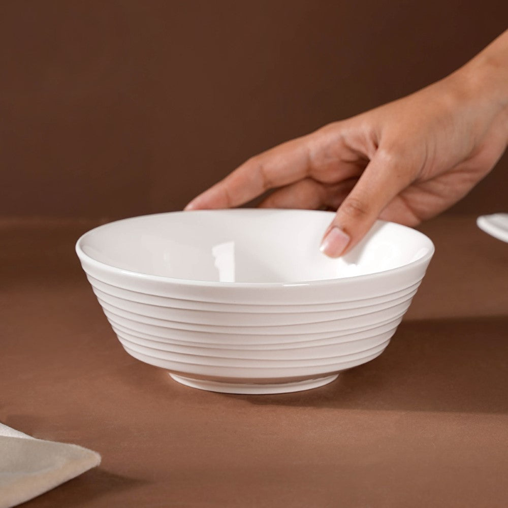 Riona Ceramic Snack Bowl White 600 ml Nestasia