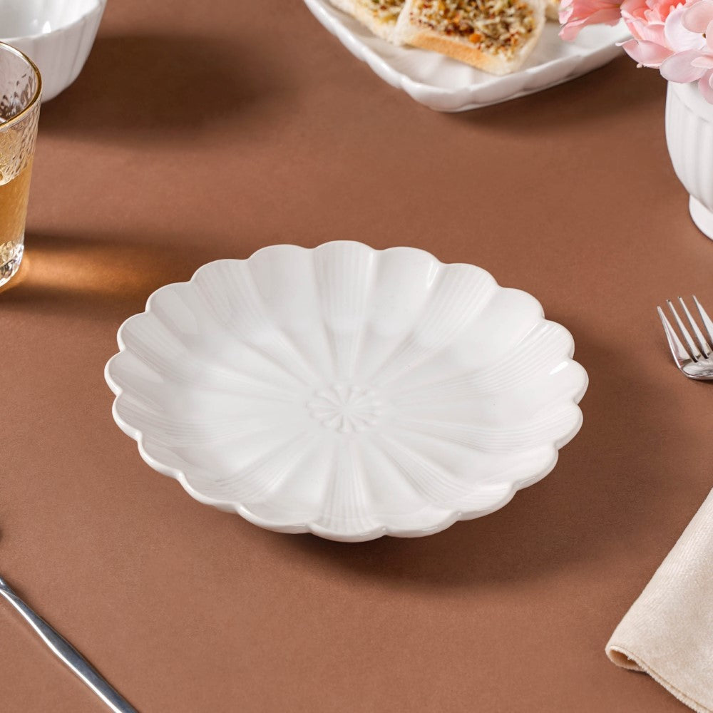 Ocean Ceramic Plate For Snacks 8 Inch White Nestasia