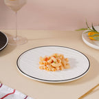 Ceramic Wooden Texture Round Platter White 9.5 Inch Nestasia