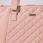 Pink Canvas Quilted Tote Bag Nestasia