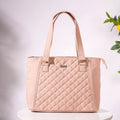 Pink Canvas Quilted Tote Bag Nestasia