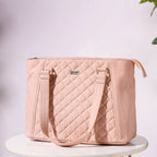 Pink Canvas Quilted Tote Bag Nestasia