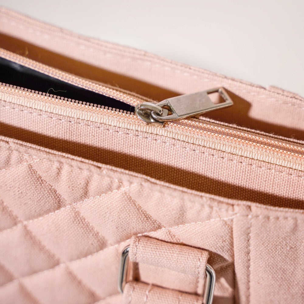 Pink Canvas Quilted Tote Bag Nestasia