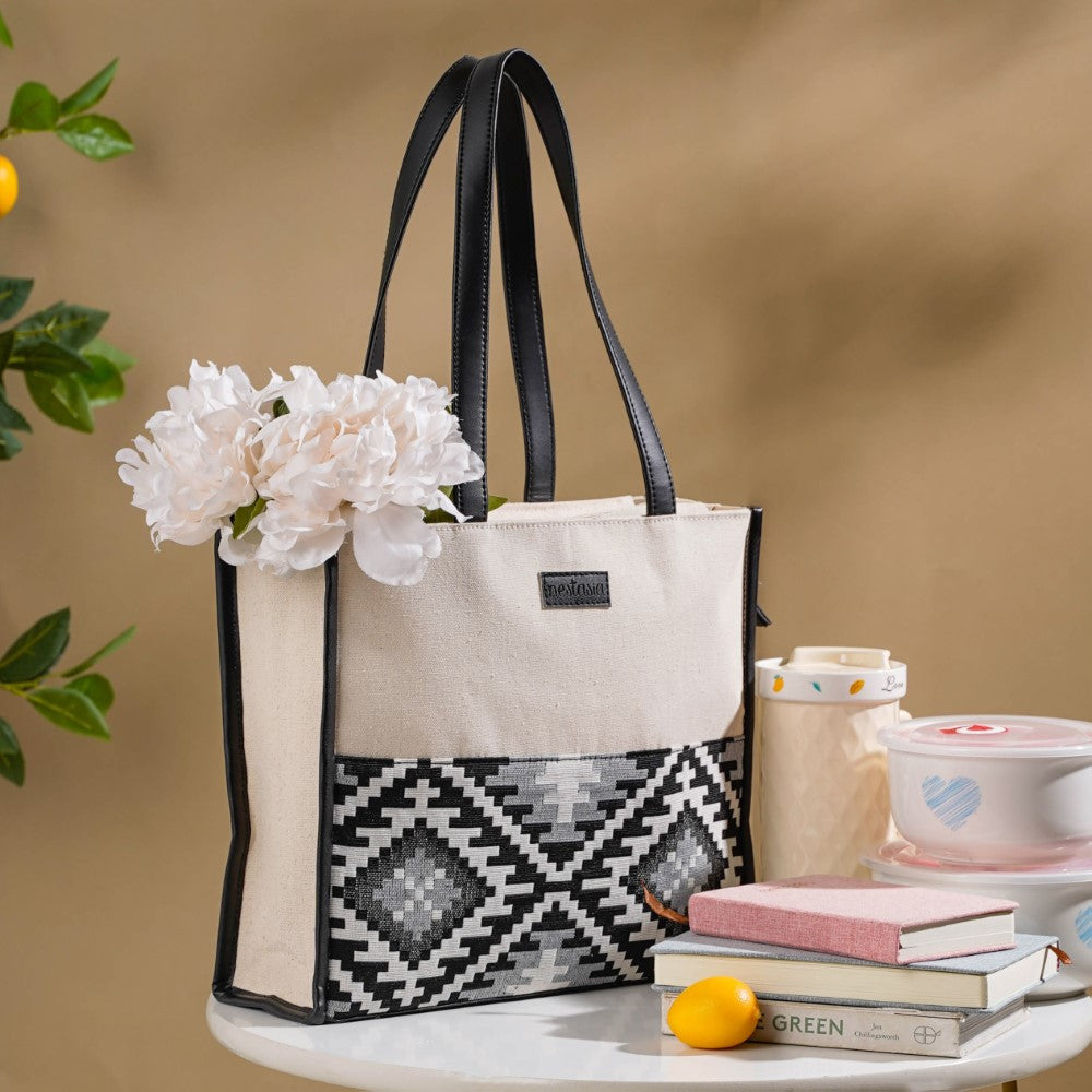Nahua Canvas Magazine Tote Bag Small 12 x 10 Inch Nestasia