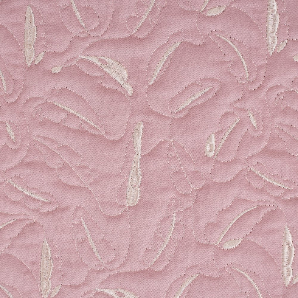 Quilted Leaf Pattern Bed Cover King Size Pink Nestasia