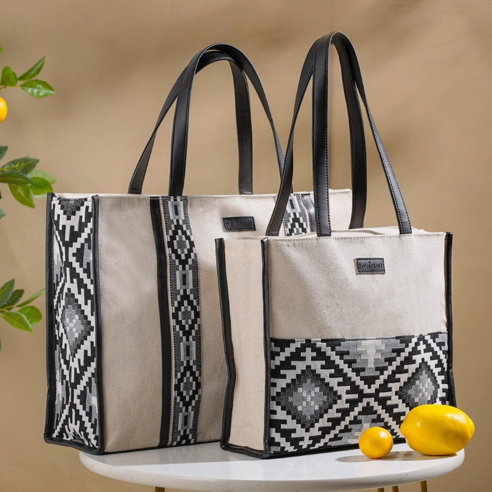 Nahua Canvas Magazine Tote Bag Set Of 2 Nestasia