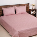 Quilted Leaf Pattern Bed Cover King Size Pink Nestasia